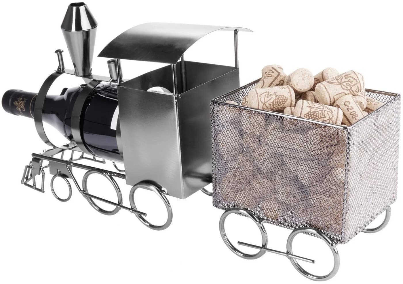 BRUBAKER Weinflaschenhalter Lokomotive Metall mit Korkenbox - Bild 3