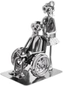 BRUBAKER Dekofigur Schraubenmännchen Pflegerin mit Rollstuhlfahrer Metallfigur Bild 1