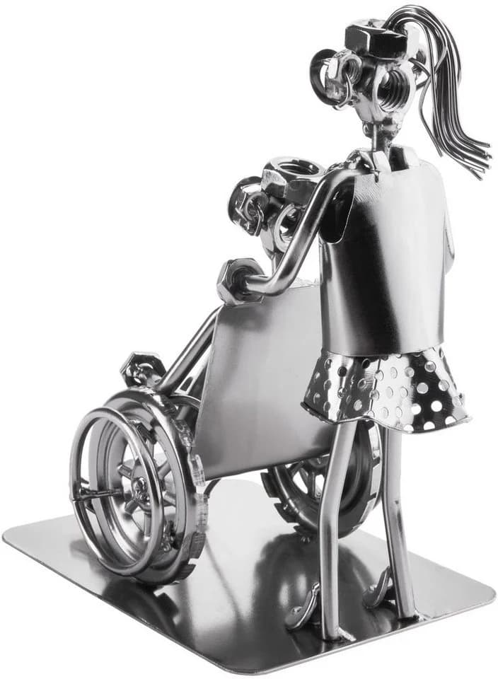 BRUBAKER Dekofigur Schraubenmännchen Pflegerin mit Rollstuhlfahrer Metallfigur - Bild 3