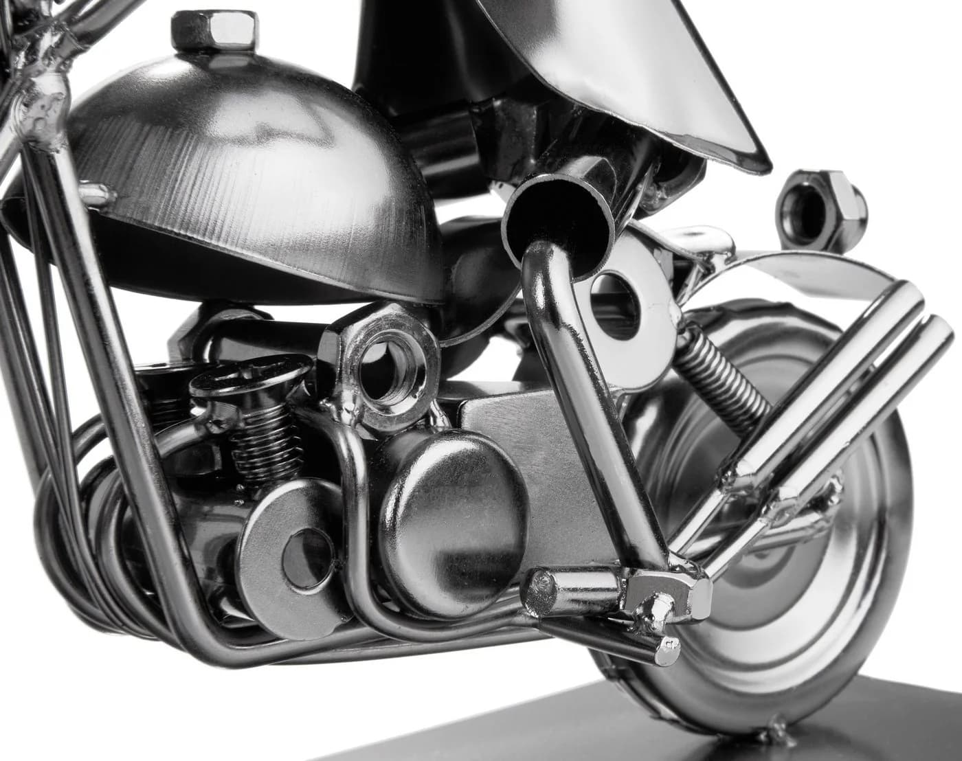 BRUBAKER Dekofigur Schraubenmännchen Motorradfahrer Metallskulptur Silber - Bild 5