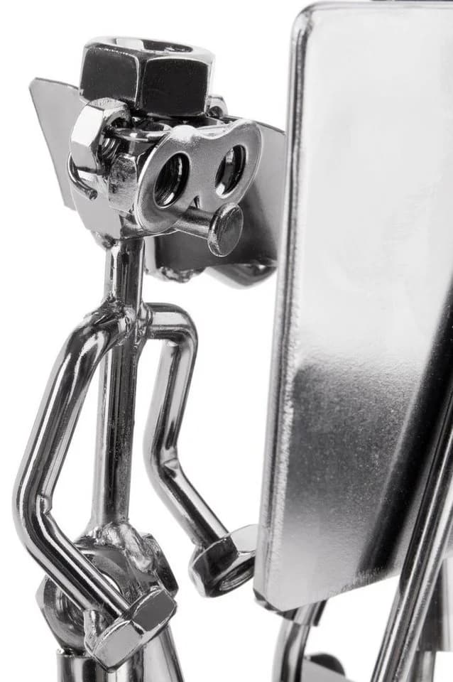 BRUBAKER Dekofigur Schraubenmännchen Lehrer Metall Skulptur mit Halter - Bild 4