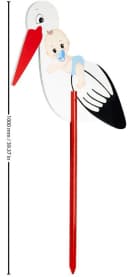 BRUBAKER Gartenstecker 100 cm Holz Storch mit Baby Blau/Rot Bild 4
