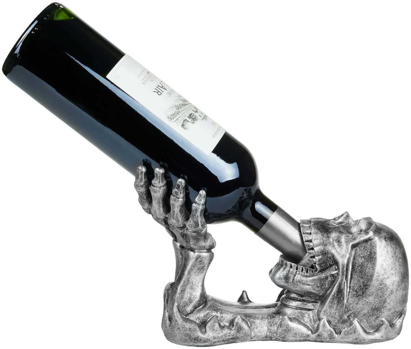 BRUBAKER Weinflaschenhalter Totenkopf Silber Handbemalt - Bild 2