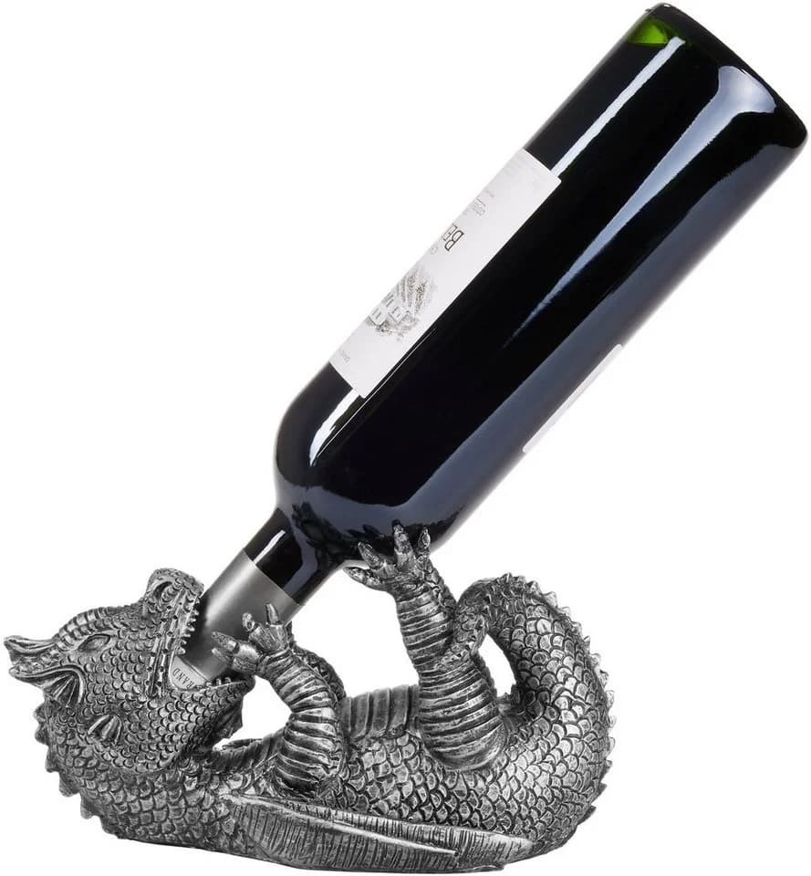 BRUBAKER Weinflaschenhalter Durstiger Drache Silber - Bild 2