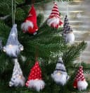 BRUBAKER Christbaumschmuck Weihnachtsgnom aus Holz 10-tlg. Rot/Grau/Weiß Bild 1