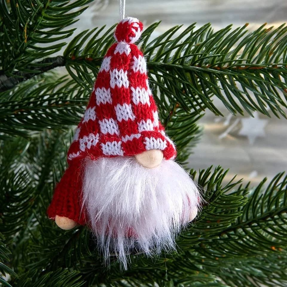 BRUBAKER Christbaumschmuck Weihnachtsgnom aus Holz 10-tlg. Rot/Grau/Weiß - Bild 5