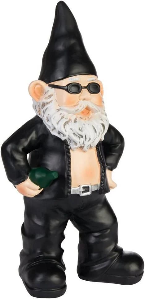 BRUBAKER Gartenzwerg Biker Schwarz 24 cm Wetterfest