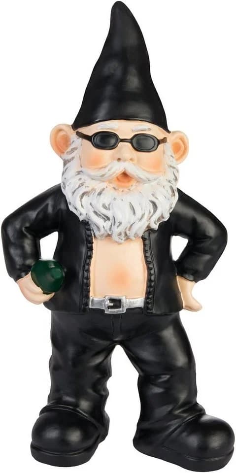 BRUBAKER Gartenzwerg Biker Schwarz 24 cm Wetterfest - Bild 2