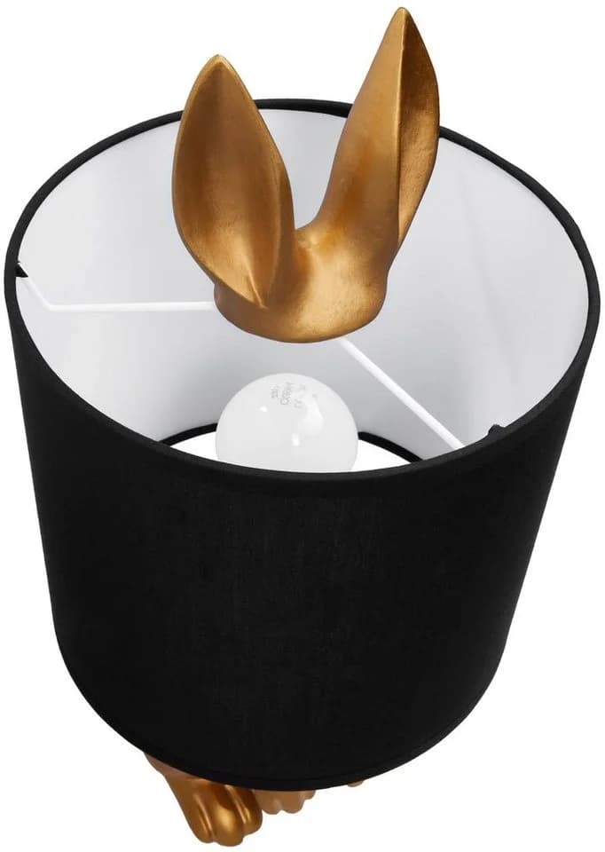 BRUBAKER Nachttischlampe Hase Gold Keramikfuß Stoffschirm - Bild 4
