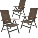 BRUBAKER Gartenstuhl Modena 3er Set Klappbar Polyrattan Metall Braun Grau Bild 2