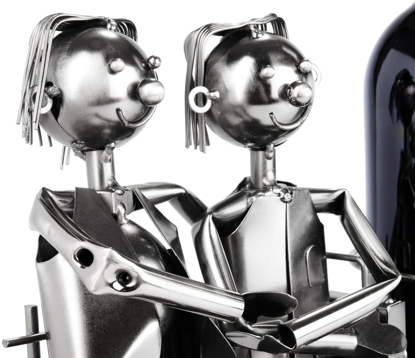 BRUBAKER Weinflaschenhalter Liebespaar auf Bank Silber Metall Skulptur - Bild 3