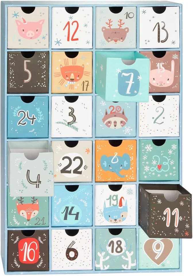 BRUBAKER befüllbarer Adventskalender Blau 24 Türchen Pappe - Bild 2