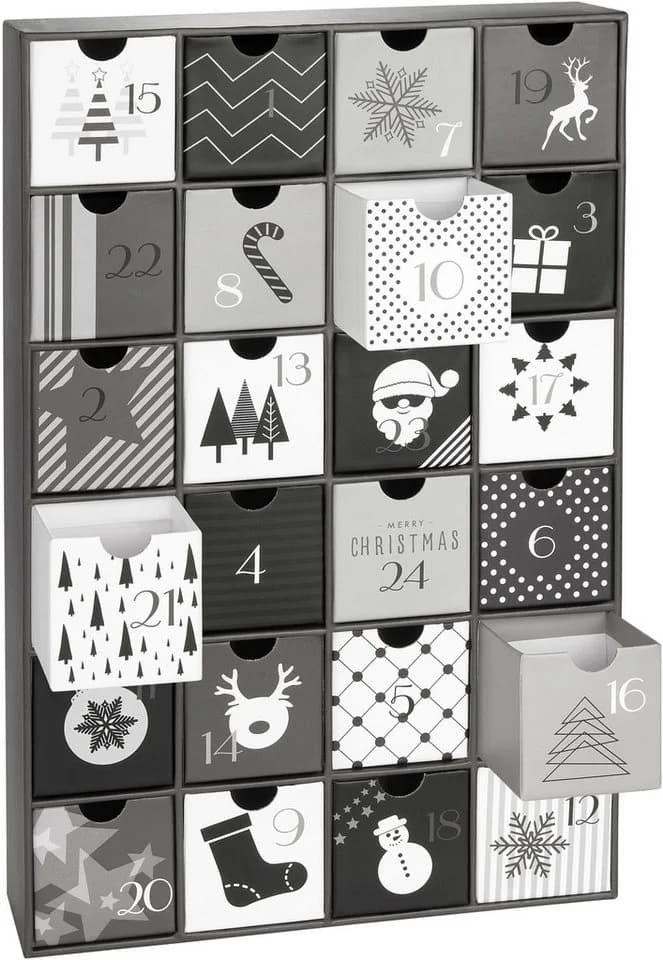 BRUBAKER Adventskalender Schwarz Weiß 24 Schubladen - Bild 2
