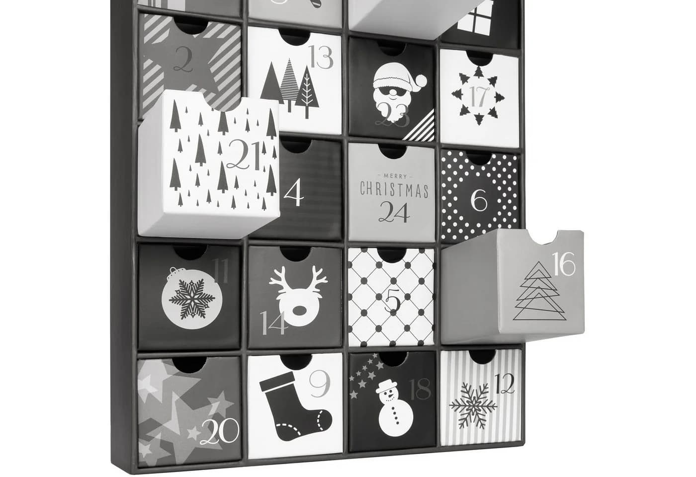 BRUBAKER Adventskalender Schwarz Weiß 24 Schubladen - Bild 3