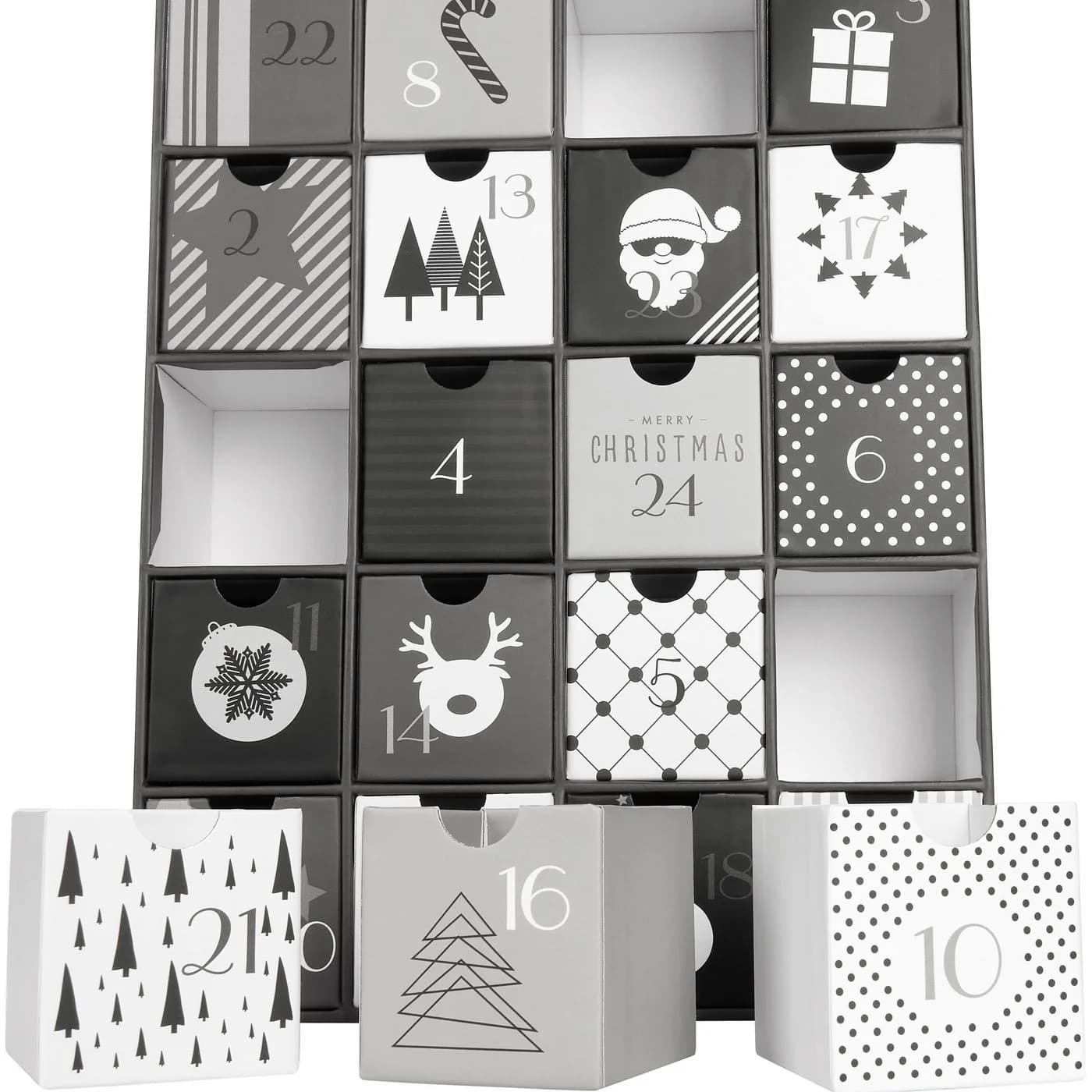 BRUBAKER Adventskalender Schwarz Weiß 24 Schubladen - Bild 5