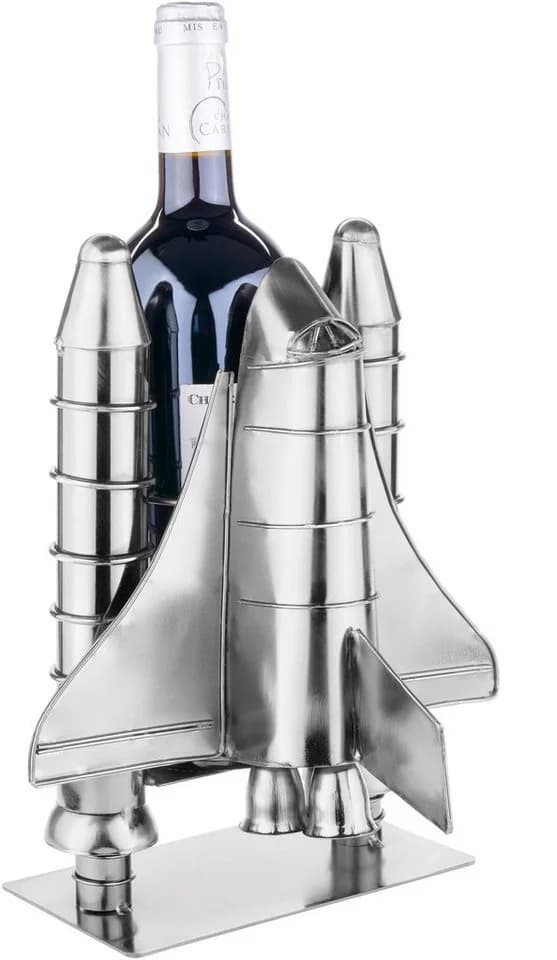 BRUBAKER Weinflaschenhalter Raketenstart Space Shuttle Metall Skulptur Silber