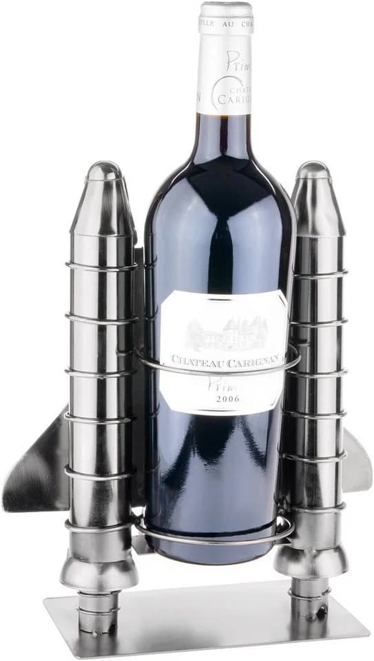 BRUBAKER Weinflaschenhalter Raketenstart Space Shuttle Metall Skulptur Silber - Bild 3