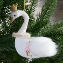 BRUBAKER Weihnachtskugel Schwan Prinzessin Glitzer Krone Handbemalt Bild 1