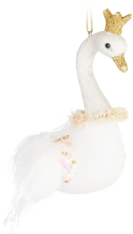 BRUBAKER Weihnachtskugel Schwan Prinzessin Glitzer Krone Handbemalt - Bild 2