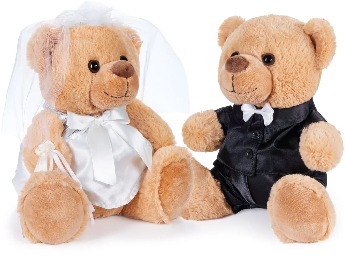 BRUBAKER Kuscheltier Teddybär Hochzeitspaar Schwarz/Weiß 25 cm