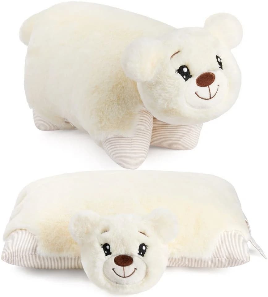 BRUBAKER Kuscheltier Kissen Bär 2-in-1 Plüschkissen Beige - Bild 2