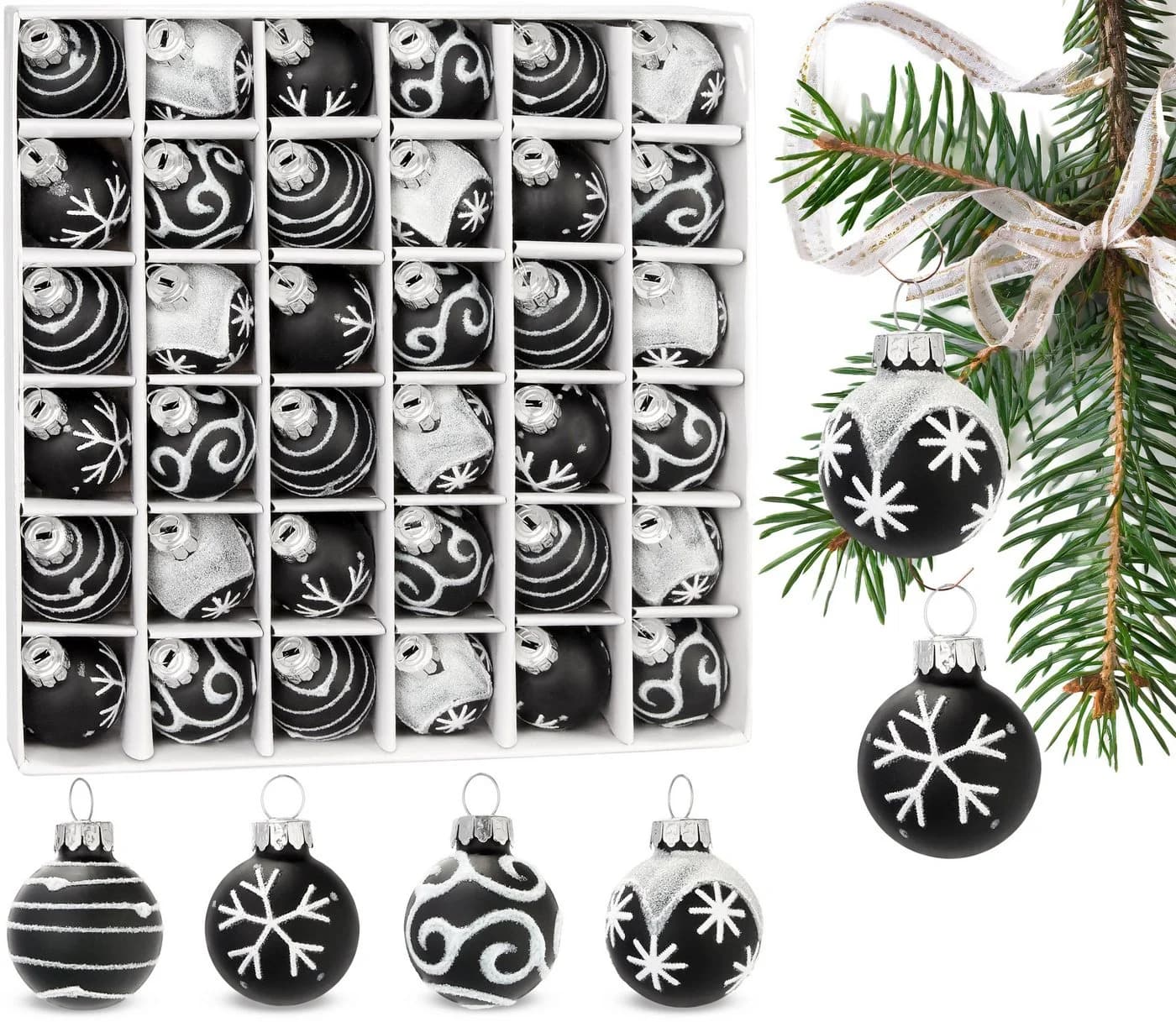 BRUBAKER Weihnachtsbaumkugel 36 St. Handbemalter Christbaumschmuck - Bild 2