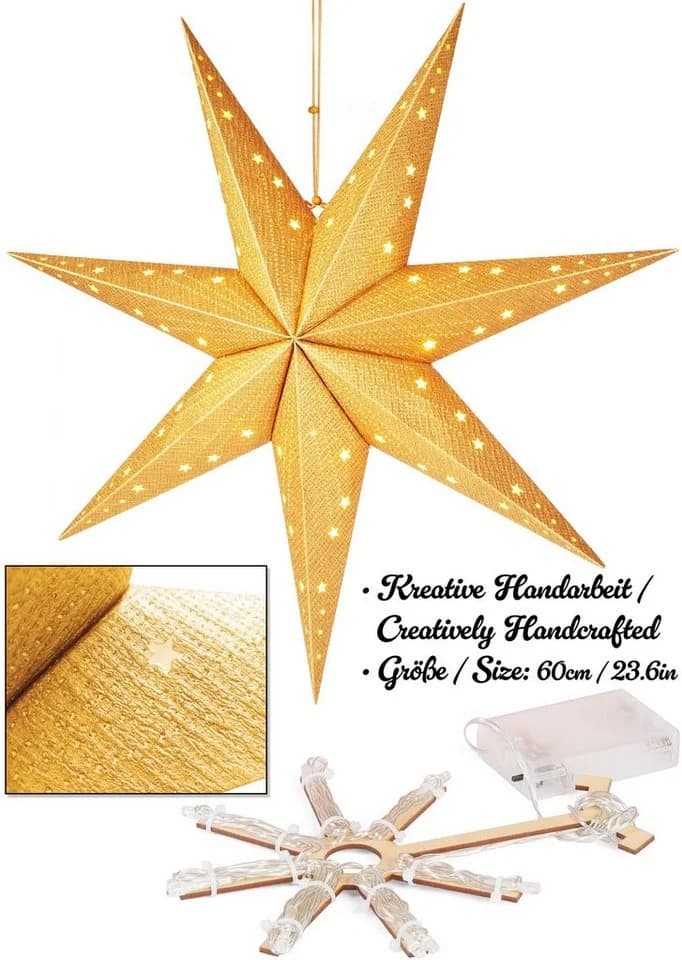 BRUBAKER 3D Adventsstern 60 cm Gold mit LED & Timer - Bild 3