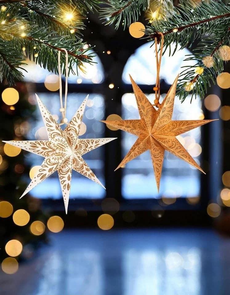 BRUBAKER Papiersterne 6 Weihnachtssterne 20 cm Faltsterne Weihnachten