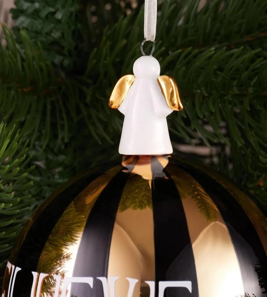BRUBAKER Weihnachtsbaumkugel Premium Believe Gold Schwarz 10cm