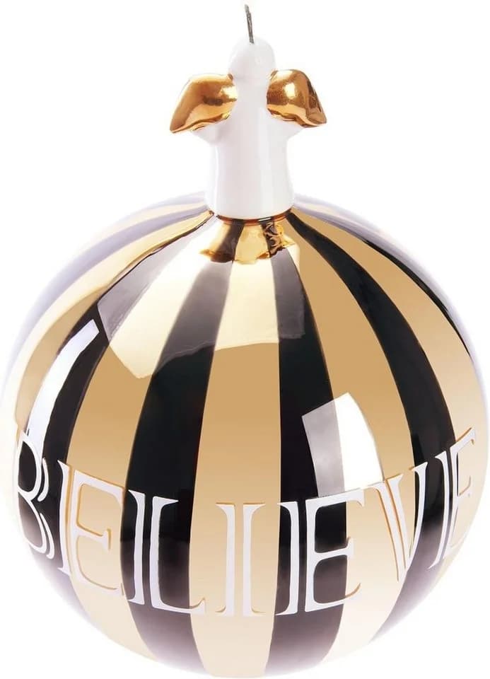 BRUBAKER Weihnachtsbaumkugel Premium Believe Gold Schwarz 10cm - Bild 2