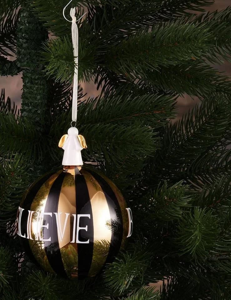 BRUBAKER Weihnachtsbaumkugel Premium Believe Gold Schwarz 10cm - Bild 3