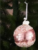 BRUBAKER Weihnachtsbaumkugel Rosa mit Schwan Figur 10 cm Glas Bild 3