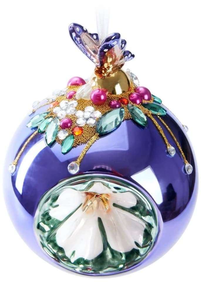 BRUBAKER Weihnachtsbaumkugel Premium Glas 10 cm Tiere mit Blumen Handdekoriert - Bild 2