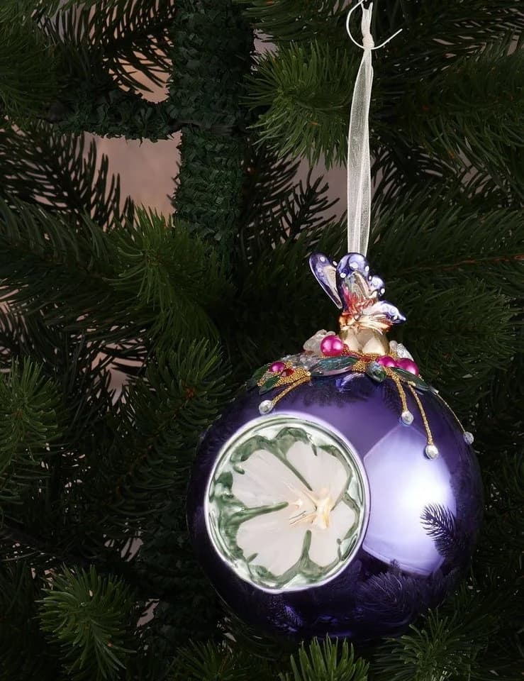 BRUBAKER Weihnachtsbaumkugel Premium Glas 10 cm Tiere mit Blumen Handdekoriert - Bild 3