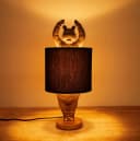 BRUBAKER Nachttischlampe Nilpferd Ballerina Keramikfuß Stoffschirm Schwarz/Weiss Bild 3
