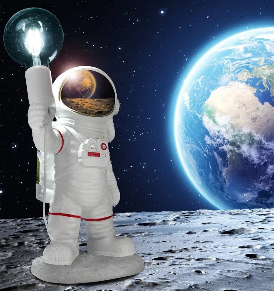 BRUBAKER Nachttischlampe Astronaut USB-C E27 Weiß