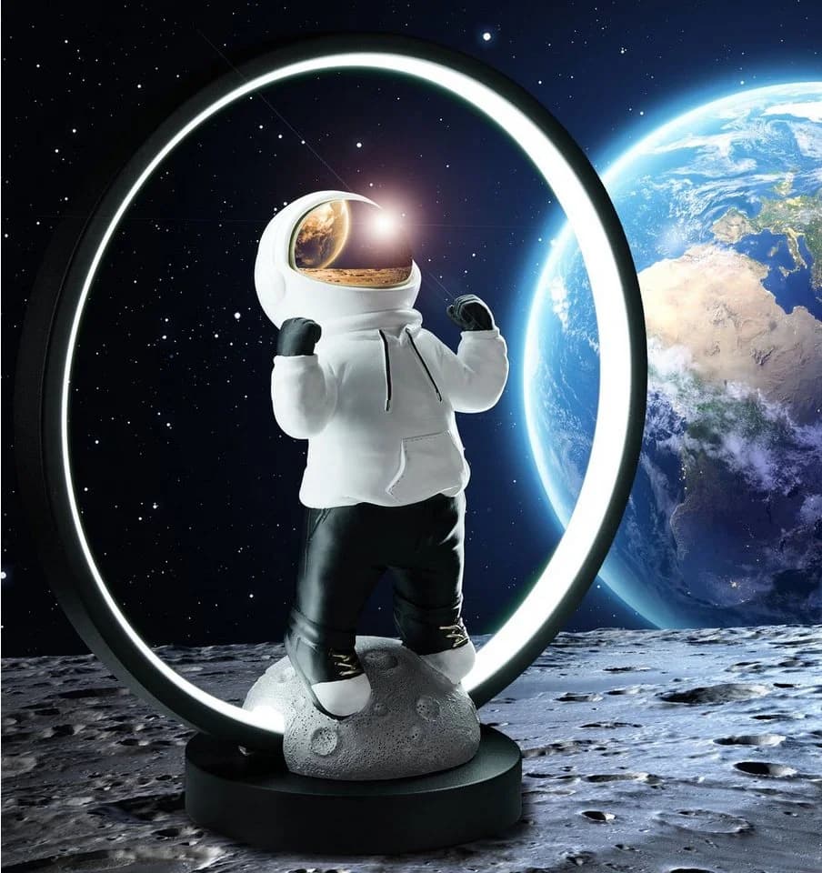 BRUBAKER LED Tischleuchte Astronaut Weiß/Schwarz/Gold