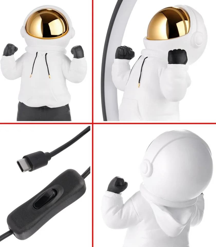 BRUBAKER LED Tischleuchte Astronaut Weiß/Schwarz/Gold - Bild 5