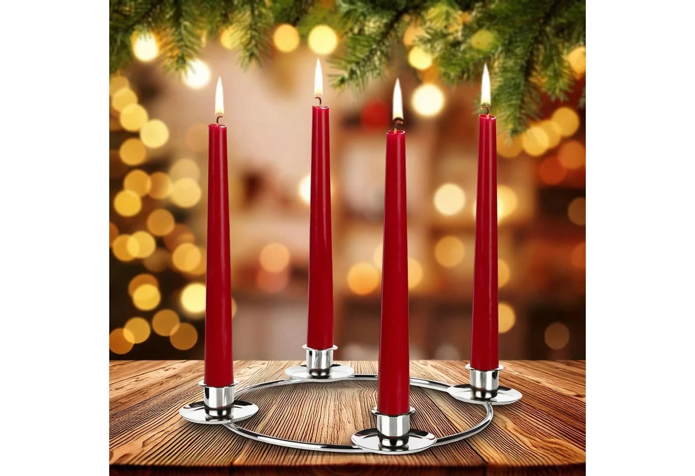 BRUBAKER Adventskranz Kerzenhalter für 4 Kerzen - 22 cm Adventsring für Stabkerzen - Bild 2