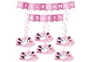 BRUBAKER Girlande Willkommen Baby Wimpelkette Rosa Storch Anhänger Bild 2