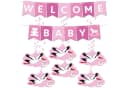 BRUBAKER Girlande Welcome Baby Wimpelkette mit Storch-Anhängern Rosa/Blau Bild 2