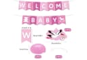 BRUBAKER Girlande Welcome Baby Wimpelkette mit Storch-Anhängern Rosa/Blau Bild 3