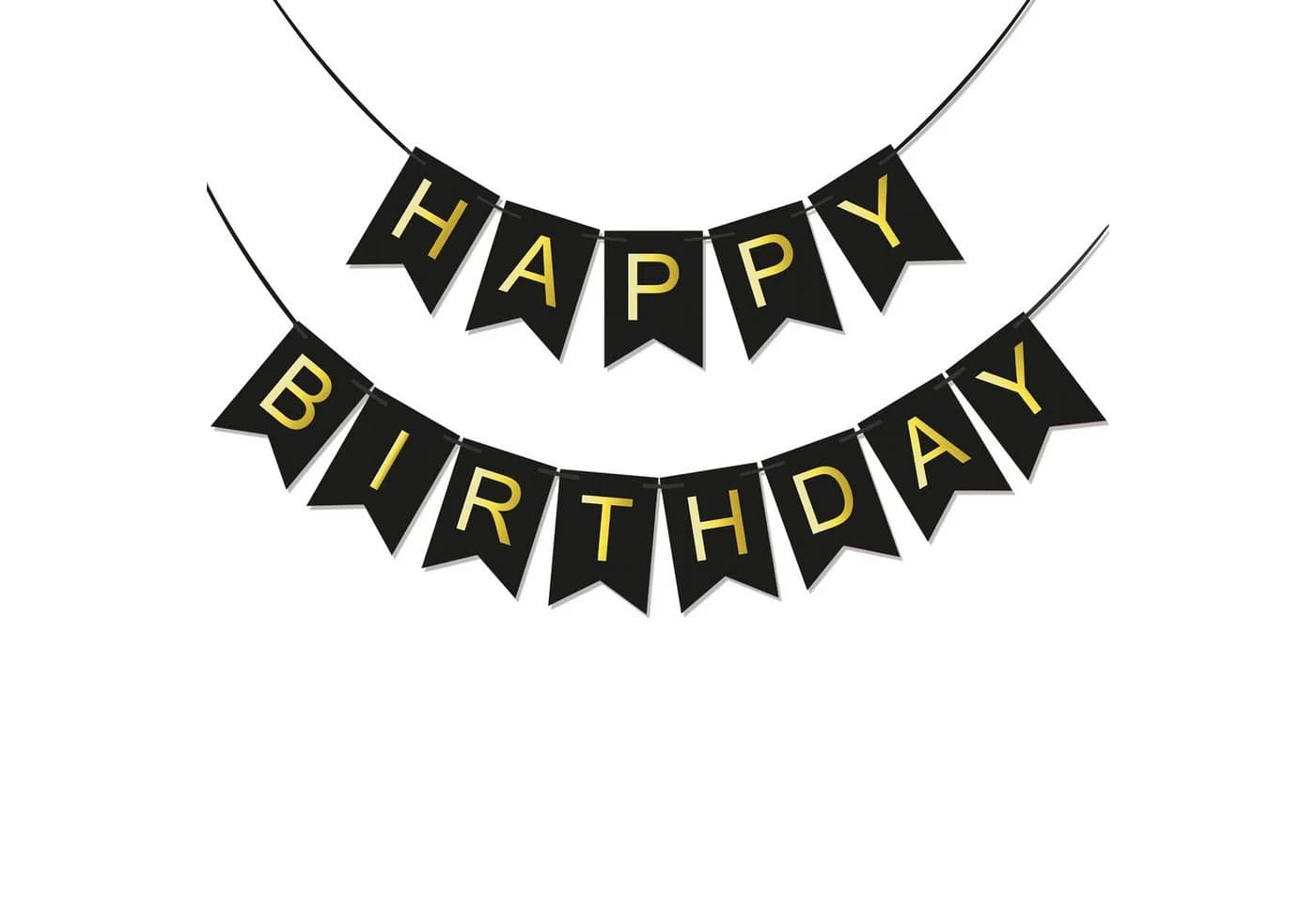 BRUBAKER Wimpelkette Happy Birthday Schwarz Gold Party Deko - Bild 2