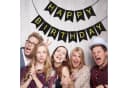 BRUBAKER Wimpelkette Happy Birthday Schwarz Gold Party Deko Bild 3
