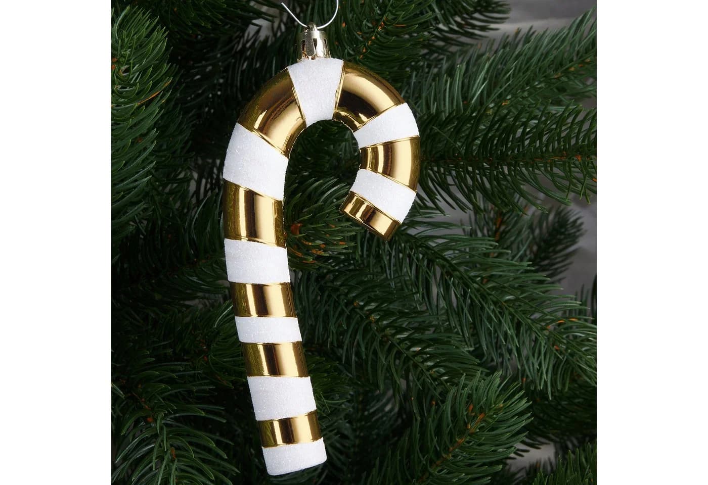 BRUBAKER Christbaumschmuck Zuckerstangen 6-tlg. Gold/Rot/Weiß Glitzer