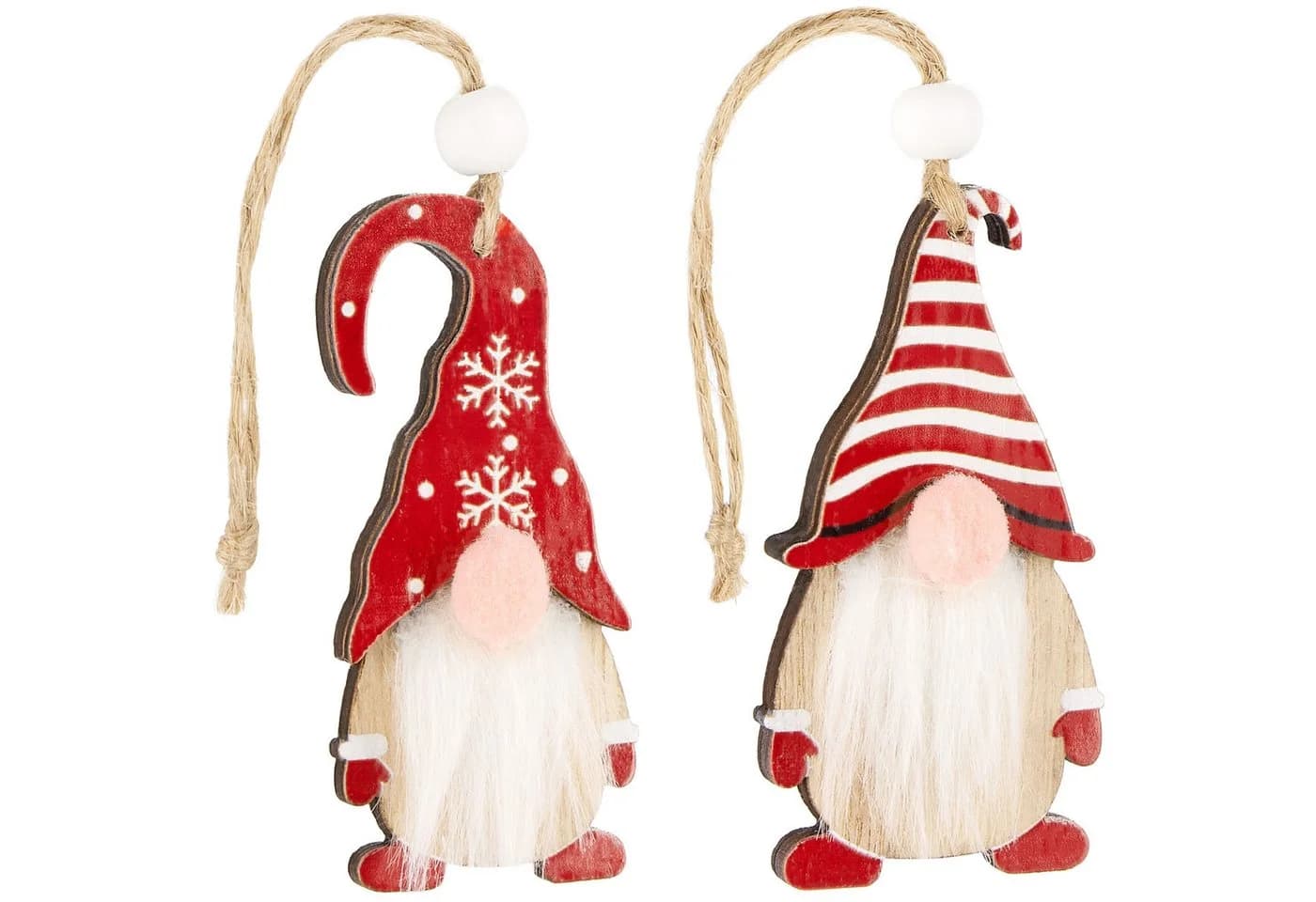 BRUBAKER Christbaumschmuck 12x Wichtel aus Holz Rot-Weiß - Bild 4