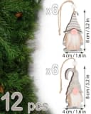 BRUBAKER Christbaumschmuck 12x Wichtel-Anhänger Holz Grau/Rot Bild 1