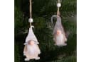BRUBAKER Christbaumschmuck 12x Wichtel-Anhänger Holz Grau/Rot Bild 3