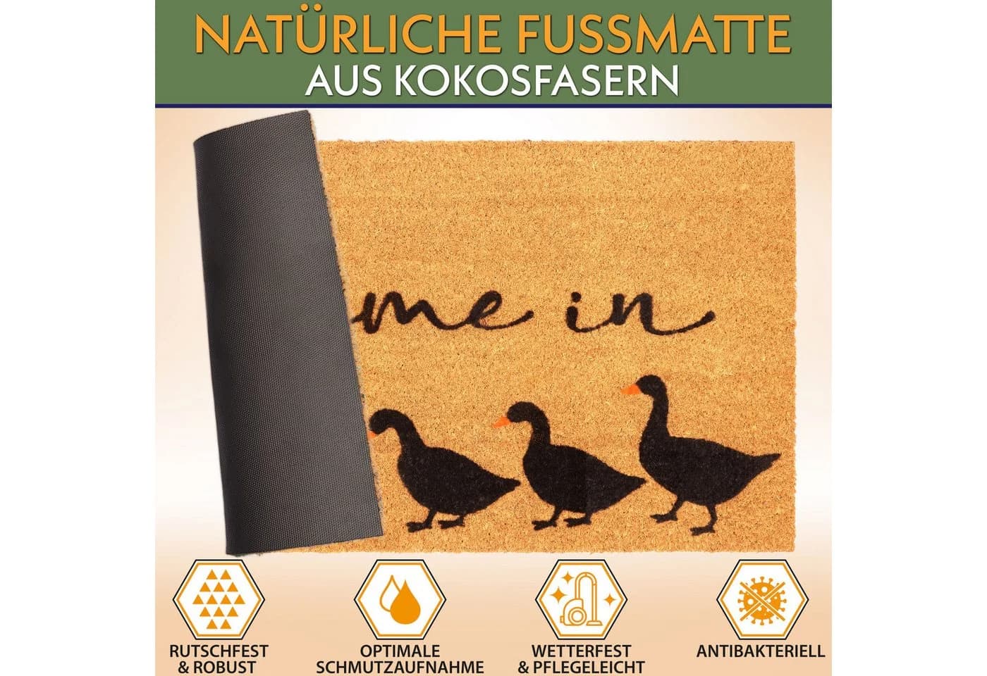 BRUBAKER Fußmatte Come In Kokos 45x75cm Braun