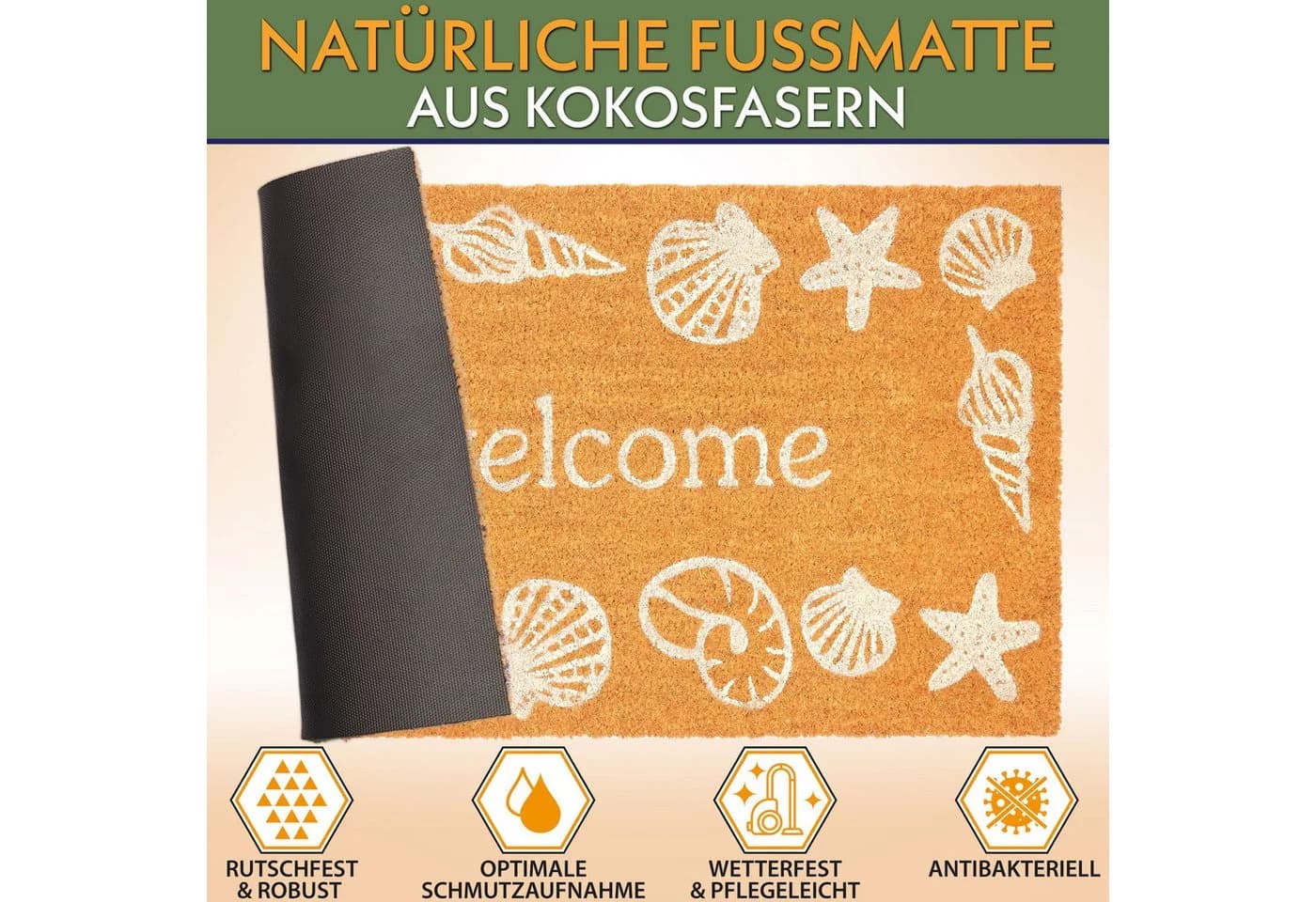 BRUBAKER Fußmatte Welcome Braun Maritim Design